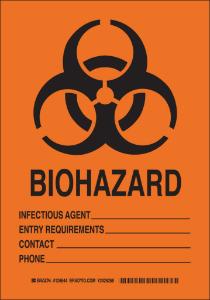 Biohazard infectious agent sign