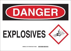 Brady® chemical, biohazard, and hazardous material signs: e×plosives