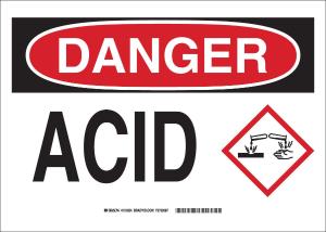 Brady® chemical, biohazard, and hazardous material sign: acid