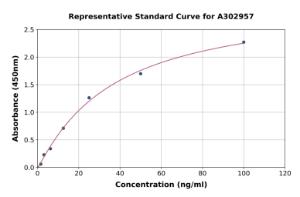 Representative standard curve for Human Anti-Cyclic Citrullinated Peptide Antibody ELISA kit (A302957)