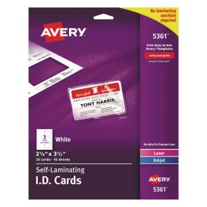 Avery® Laminated Laser or Inkjet ID Cards