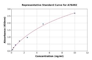 Representative standard curve for Mouse ErbB2 ml HER2 ELISA kit (A76492)