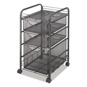 Safco® Onyx™ Mesh Mobile File with Two Supply Drawers