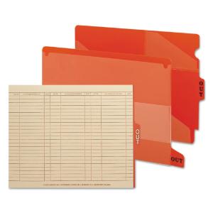 Out guides with pockets, vinyl, letter, red, 25/box