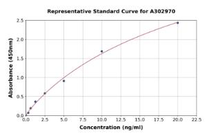 Representative standard curve for Human Retinoid X Receptor alpha/RXRA ELISA kit (A302970)