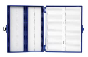 Microscope slide box 100-place foam blue