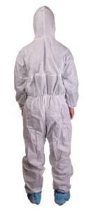 Disposable cleanroom coveralls with hood, SMMS, back