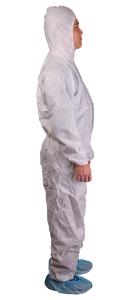 Disposable cleanroom coveralls with hood, SMMS, side