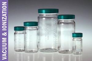 Bottle Beakers® Graduated Medium Round Bottles, Vacuum and Ionized, Clear, Wide Mouth