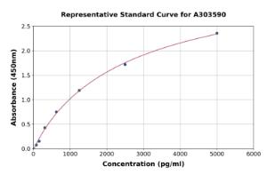 Representative standard curve for Human FGL1 ELISA kit (A303590)