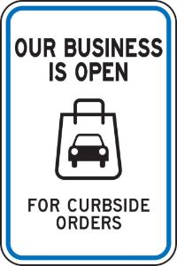 Parking sign - Our business is open