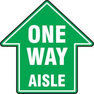 One way aisle, arrow, floor sign