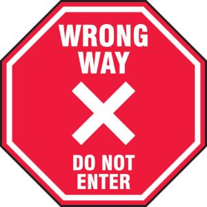 One way do not, octagon, floor sign