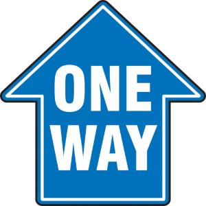 One way, arrow, floor sign