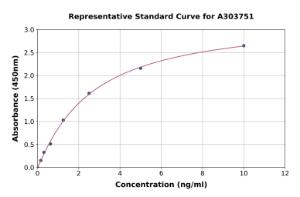 Representative standard curve for Rat BRCA1 ELISA kit (A303751)