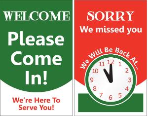 Welcome / sorry doublesided sign