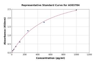 Representative standard curve for Rat SCG10 ELISA kit (A303784)