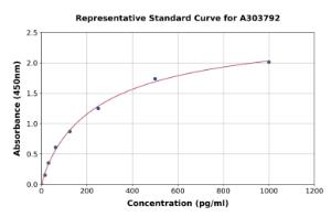Representative standard curve for Rat PCDHB5 ELISA kit (A303792)