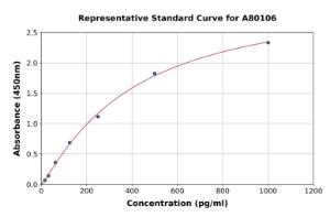 Representative standard curve for Rat Oncostatin M/OSM ELISA kit (A80106)