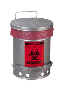 6 Gallon Biohazard Waste Can with Soundguard Cover, Silver