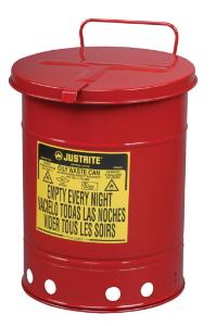 10 Gallon Hand-Operated Oily Waste Can, Red
