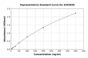 Representative standard curve for Rabbit RBP4 ELISA kit (A303838)