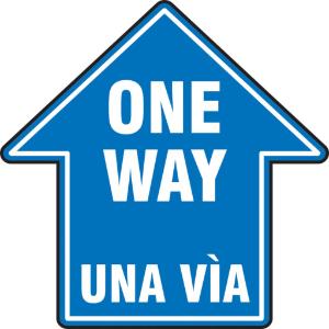 Floor sign - Oneway bilingual, arrow