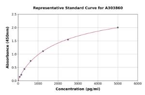 Representative standard curve for Sheep S100 beta ELISA kit (A303860)