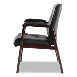 Alera® Madaris Series Leather Guest Chair with Wood Trim Legs