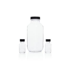 Clear glass french square bottles