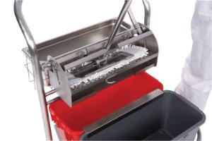 Stainless Steel Downpress Flat Mop Wringer, in Action