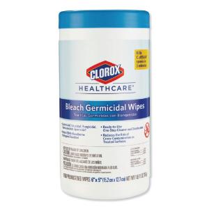 Bleach Germicidal Wipes, 6×5, Unscented, 150/Canister