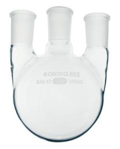 Round-Bottom Boiling Flasks with Three Vertical Necks, Heavy Wall, Chemglass