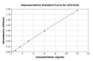 Representative standard curve for human MTR ELISA kit (A313144)