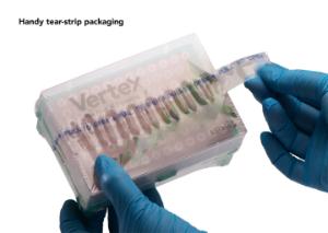 Vertex handy tear-strip packaging