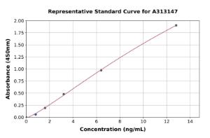 Representative standard curve for human IL-18R beta/IL-18RAP ELISA kit (A313147)