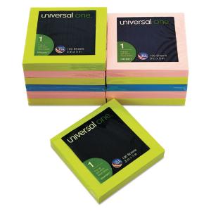 Universal® Fan-Folded Self-Stick Neon Color Pop-Up Note Pads, Essendant
