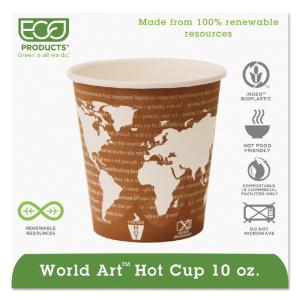 Eco-Products® World Art™ Renewable Resource Compostable Hot Drink Cups, Essendant