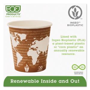 Eco-Products® World Art™ Renewable Resource Compostable Hot Drink Cups, Essendant