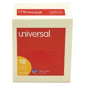 Universal® Standard Self-Stick Yellow Color Note Pads, Essendant