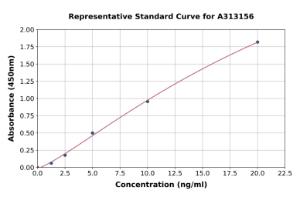Representative standard curve for human PADI1/PAD1 ELISA kit (A313156)
