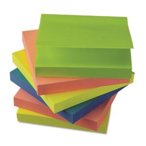 Universal® Standard Self-Stick Neon Color Note Pads, Essendant