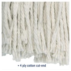 Cut-End Wet Mop Head, Cotton, #16, White, 12/Carton