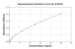 Representative standard curve for Rat C Reactive Protein ELISA kit (A76707)