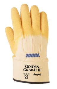 Grab-it 16-347 Jersey-Lined Natural Rubber Latex Fully Coated Gloves with Safety Cuff Ansell
