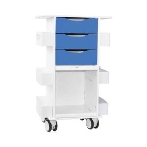 Core DX cart with global blue drawers and sliding door