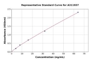 Representative standard curve for Mouse Pla2g2f ELISA kit (A311937)