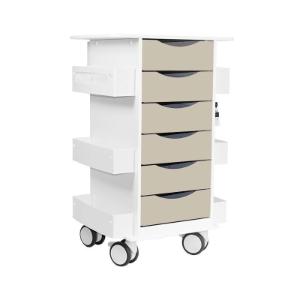 Core 6D cart with almond beige drawers