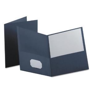 Portfolio, embossed leather grain paper, dark blue