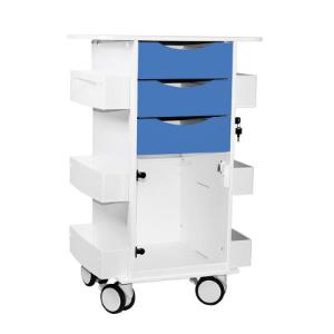 Core DX cart with global blue drawers and hinged door
